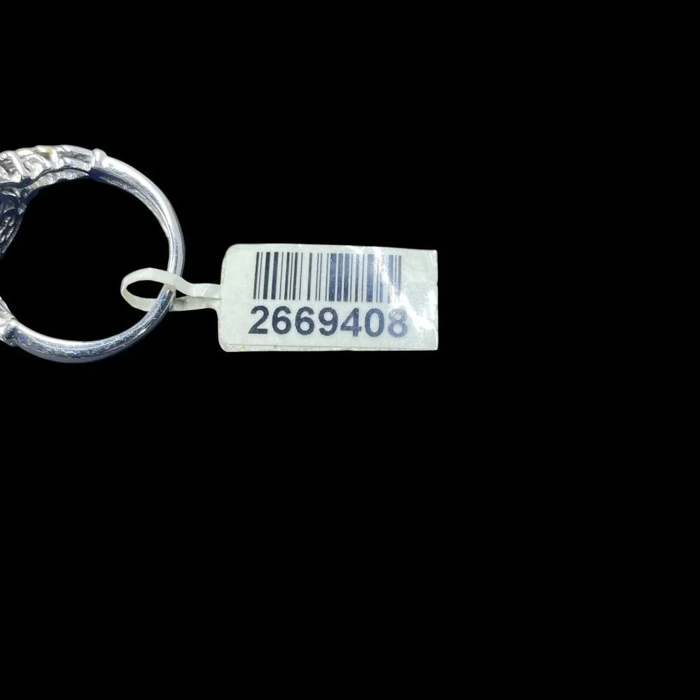 STS Karis Silver Tone Gold Accents Black Gold Veined Stone‎ Cocktail Ring NWT - Picture 8 of 8